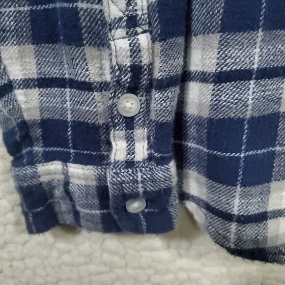 American Eagle Women's Boyfriend Fit Flannel Shirt - Size Small - Blue/White - Picture 6 of 16